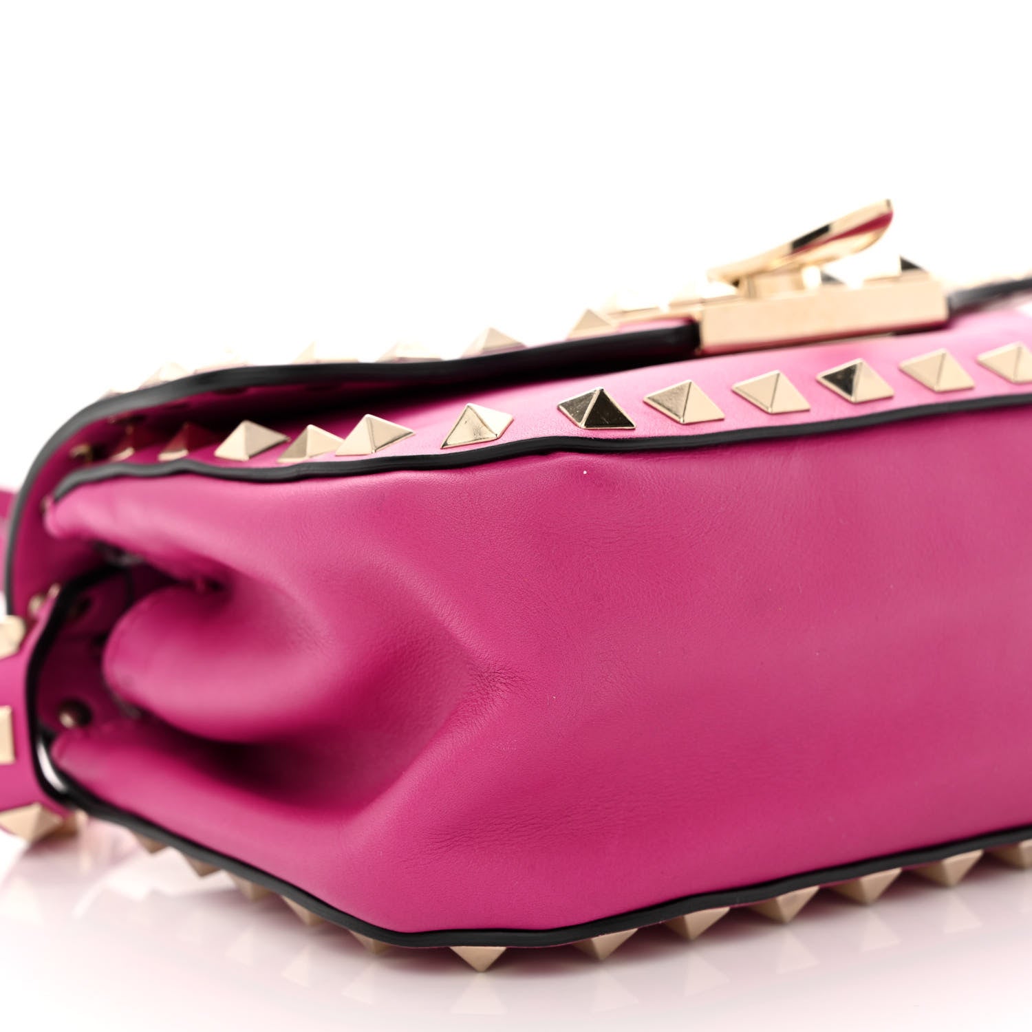 Valentino Garavani Vitello Mini Rockstud Flap Saddle Crossbody Bag Fuxia 9 of 12