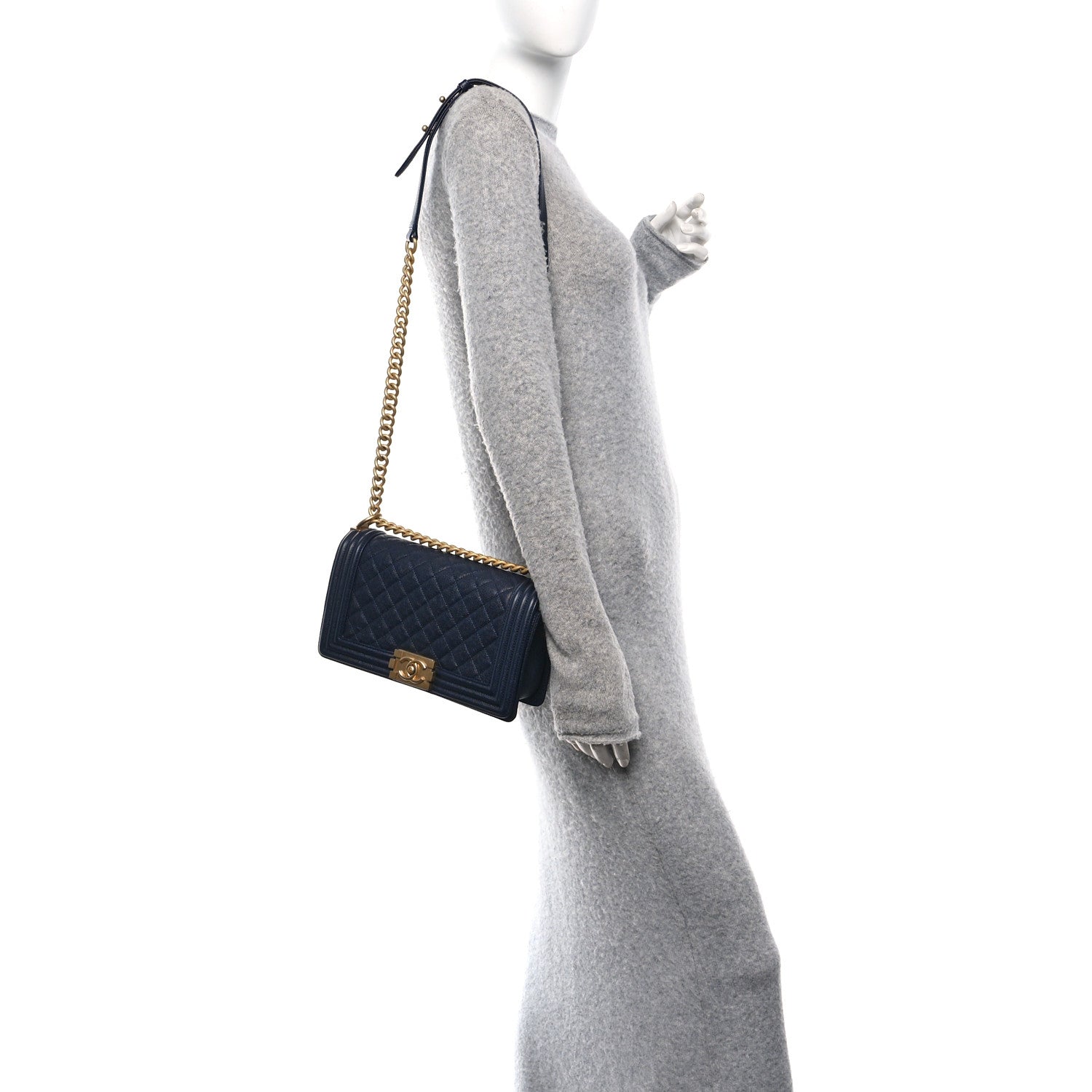 Chanel Caviar Quilted Medium Boy Flap Navy 2 of 10