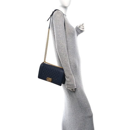 Chanel Caviar Quilted Medium Boy Flap Navy 2 of 10