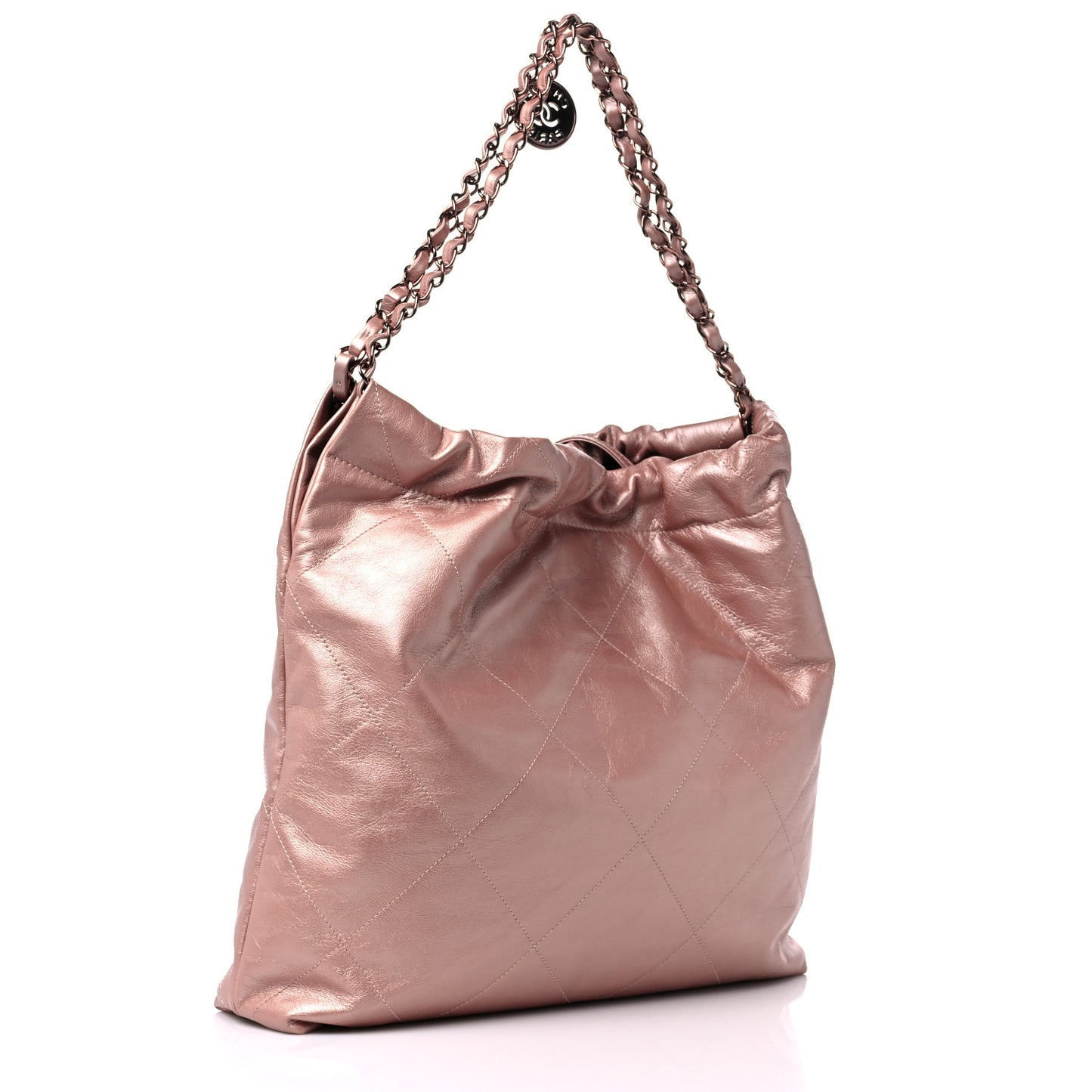 Metallic Calfskin Quilted Chanel 22 Pink