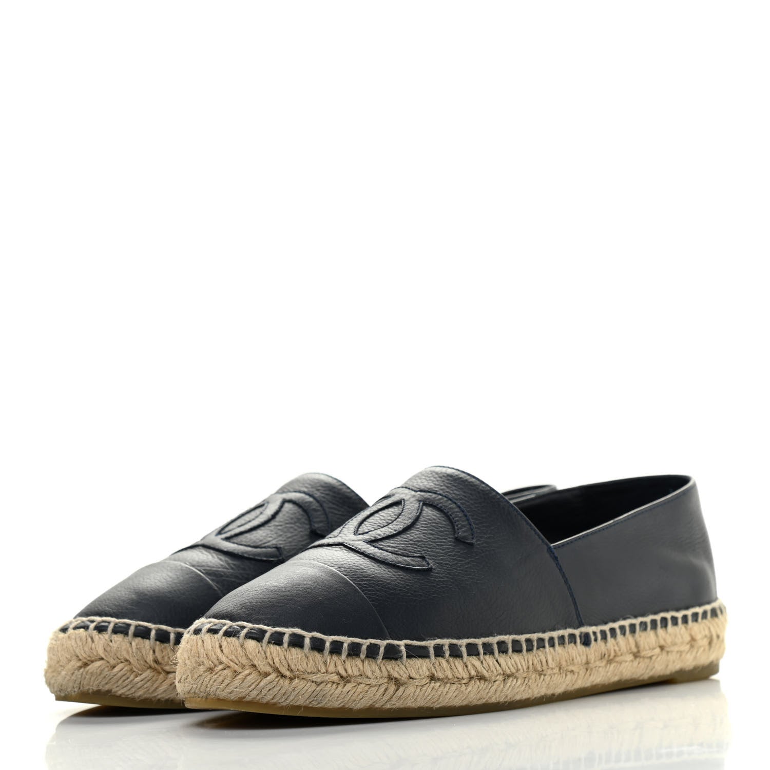 Chanel Lambskin CC Espadrilles 37 Navy Blue 3 of 12