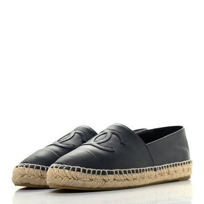 Chanel Lambskin CC Espadrilles 37 Navy Blue 3 of 12
