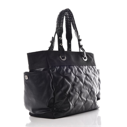 Chanel Coated Canvas Quilted Large Paris Biarritz Tote Black 3 of 22