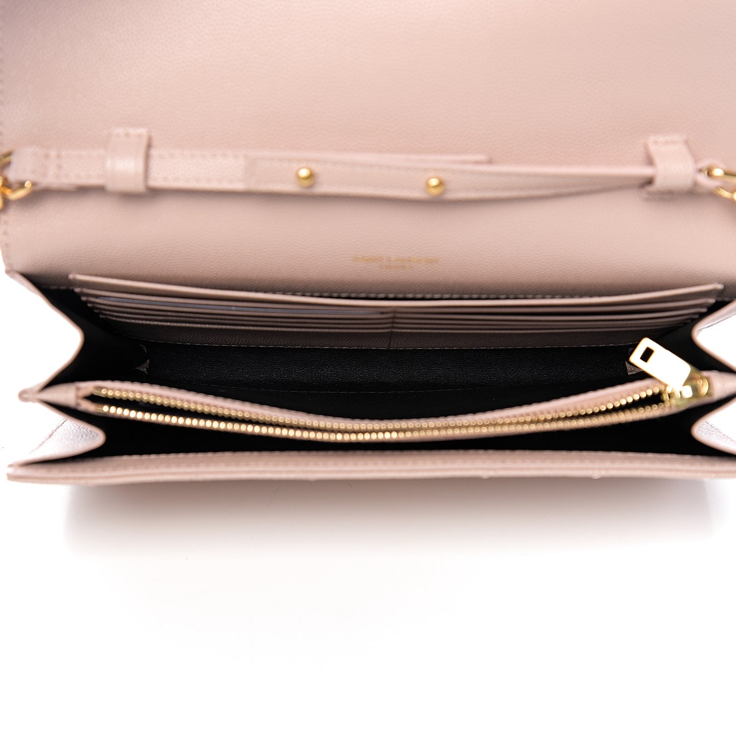 Grain De Poudre Matelasse Chevron Monogram Chain Wallet Pale Pink