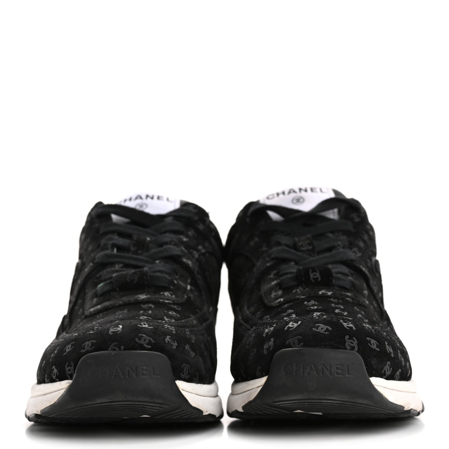 Suede Calfskin Printed CC Sneakers 38.5 Black