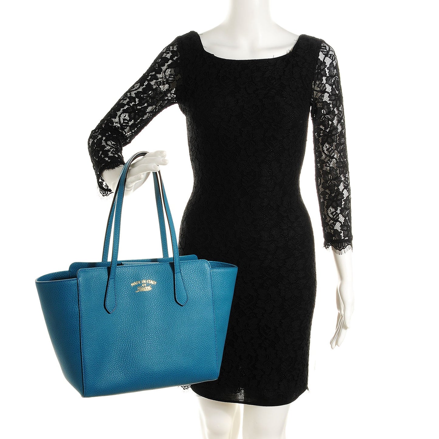 Dollar Calfskin Small Swing Tote Deep Cobalt