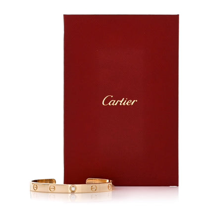 Cartier 18K Yellow Gold 1 Diamond LOVE Cuff Bracelet 18 4 of 4