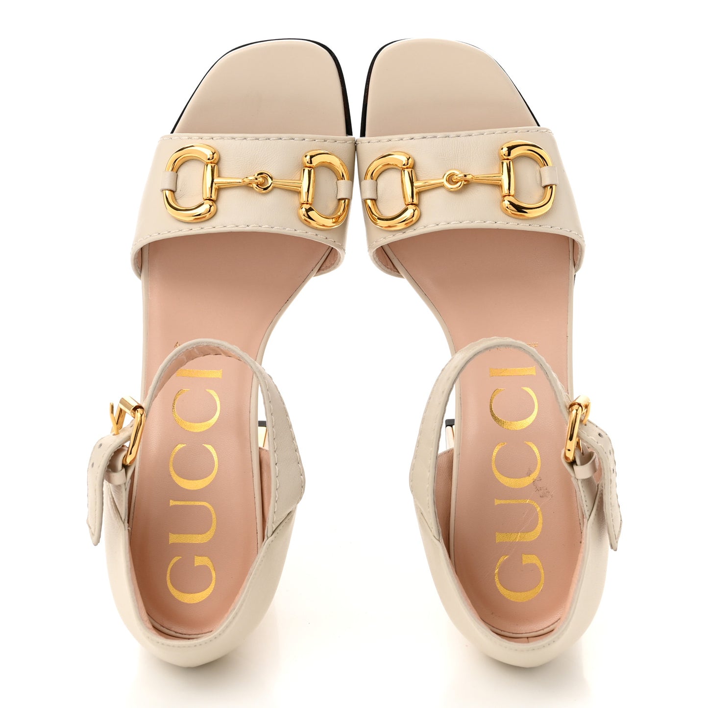 Nappa Horsebit Cross Strap 95mm Sandals 40 Mystic White