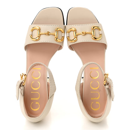 Gucci Nappa Horsebit Cross Strap 95mm Sandals 40 Mystic White 2 of 12