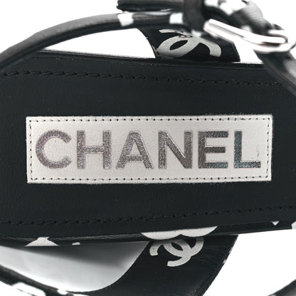 Chanel Printed Lambskin CC Platform Sandals 38 Black White 6 of 8