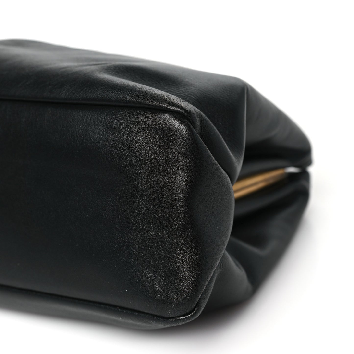 Calfskin Pleated French Lock Clutch Black