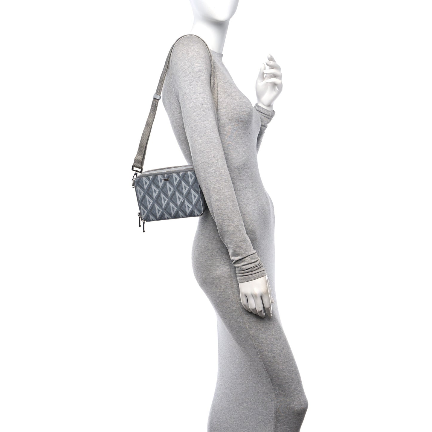 Coated Canvas CD Diamond Messenger Pouch Grey