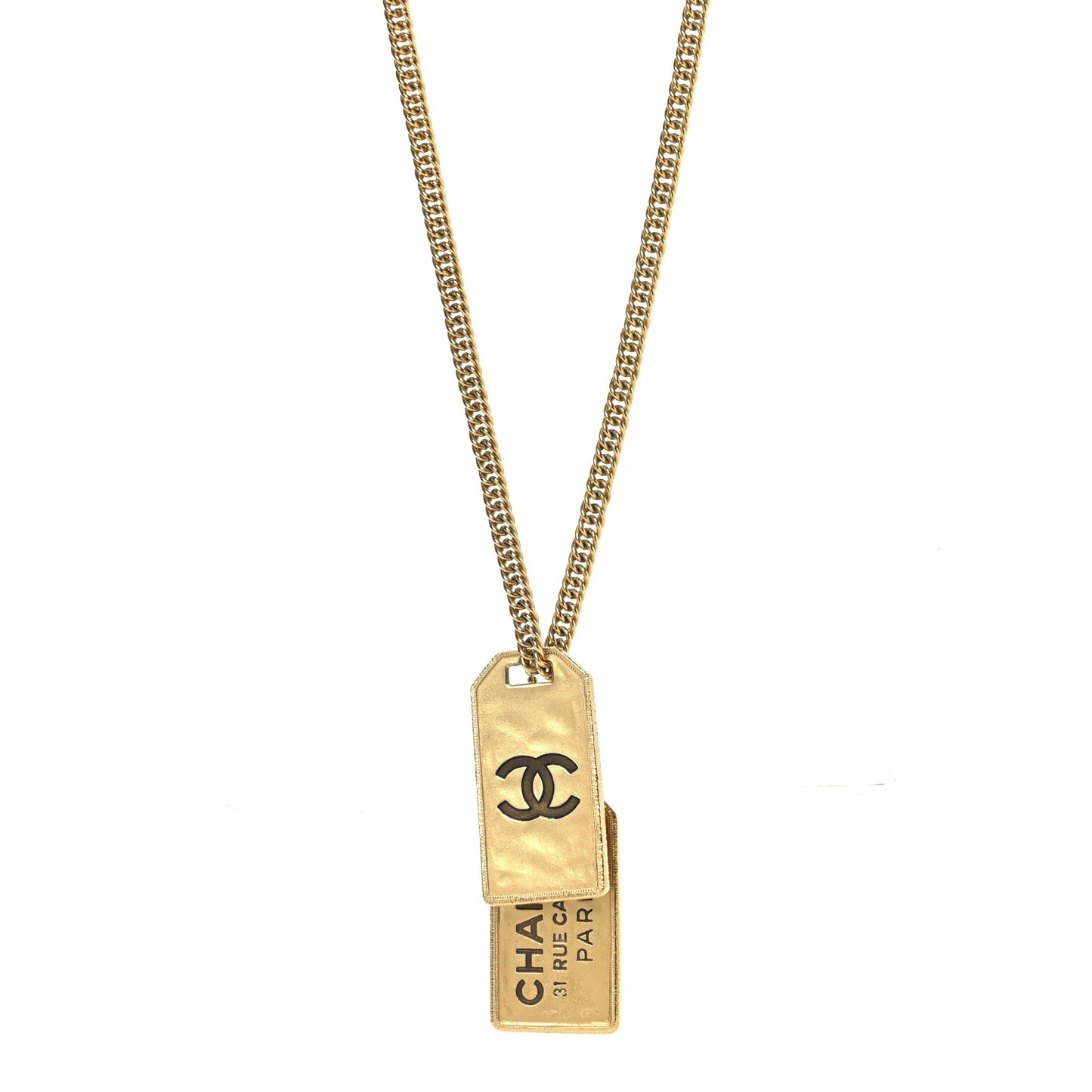 ID Dog Tag Charm Necklace Gold