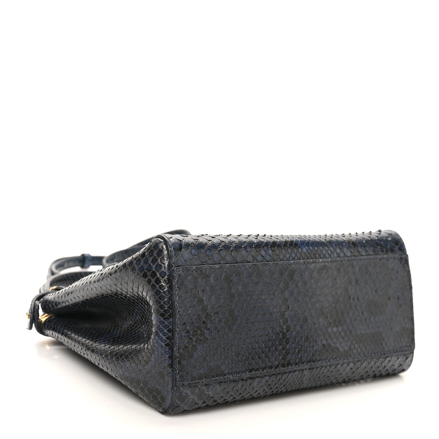 Fendi Python Shiny Nappa Mini Peekaboo Iconic Satchel Blue Jeans 4 of 9