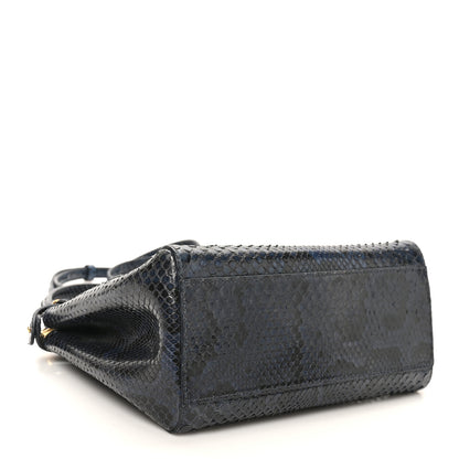 Fendi Python Shiny Nappa Mini Peekaboo Iconic Satchel Blue Jeans 4 of 9