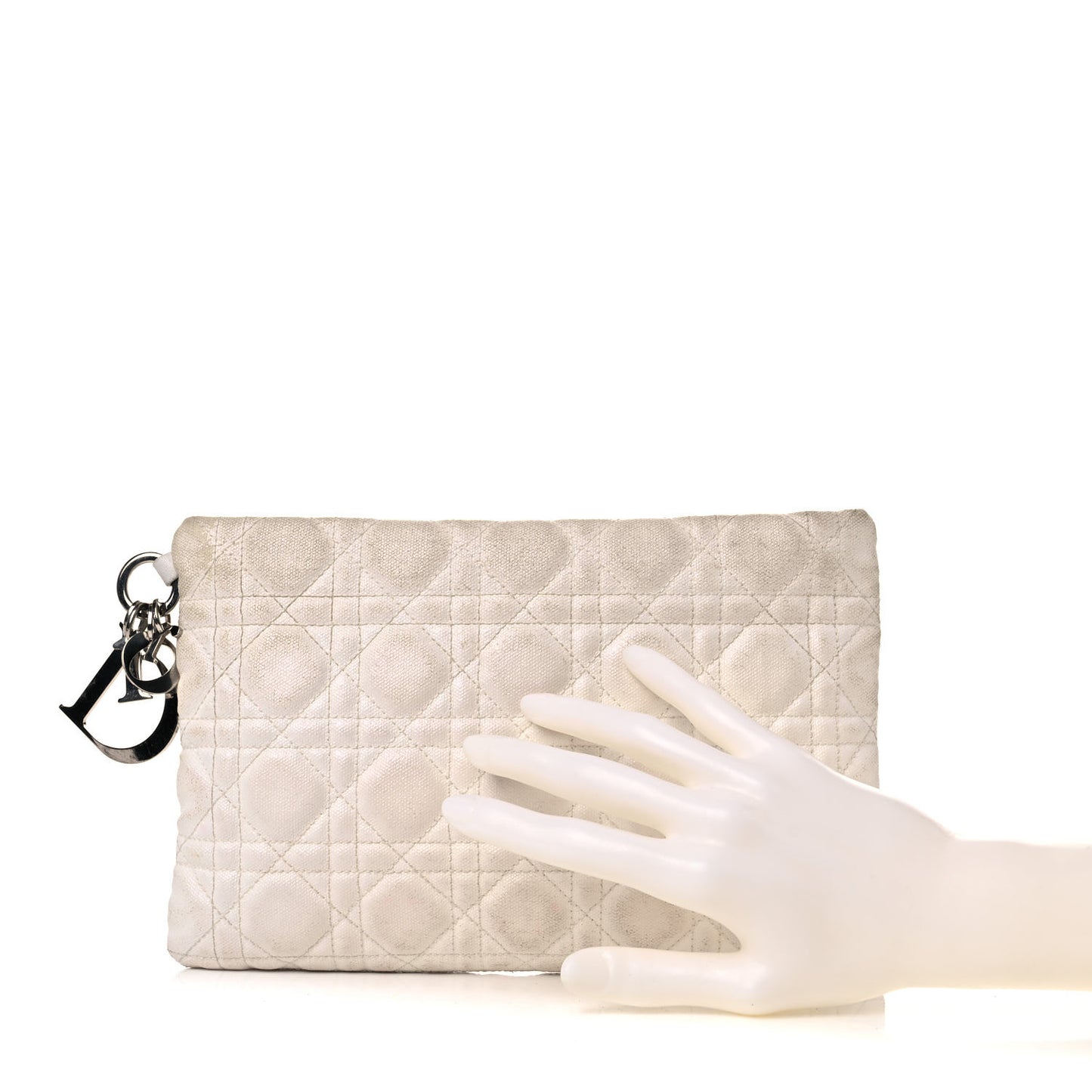 Coated Canvas Cannage Panarea Pouch White