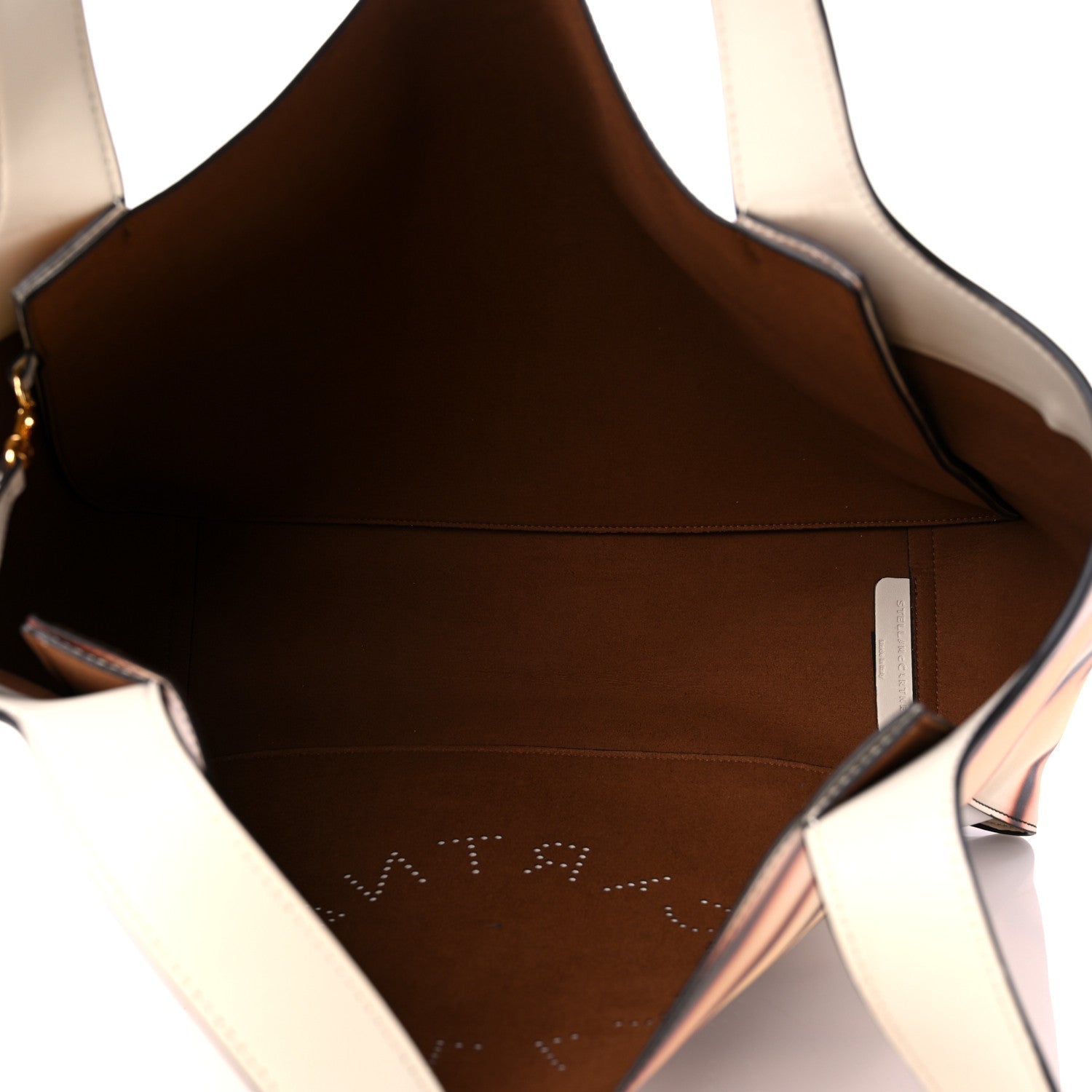 Stella McCartney Eco Alter Tiger Print Perforated Logo Tote Bag Brown Ivory 6 of 11