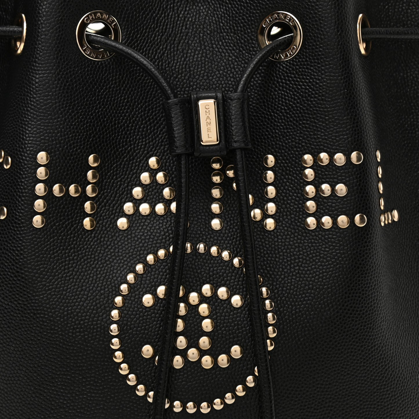 Caviar Deauville Drawstring Bucket Bag Black