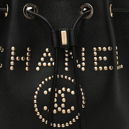 Chanel Caviar Deauville Drawstring Bucket Bag Black 9 of 11