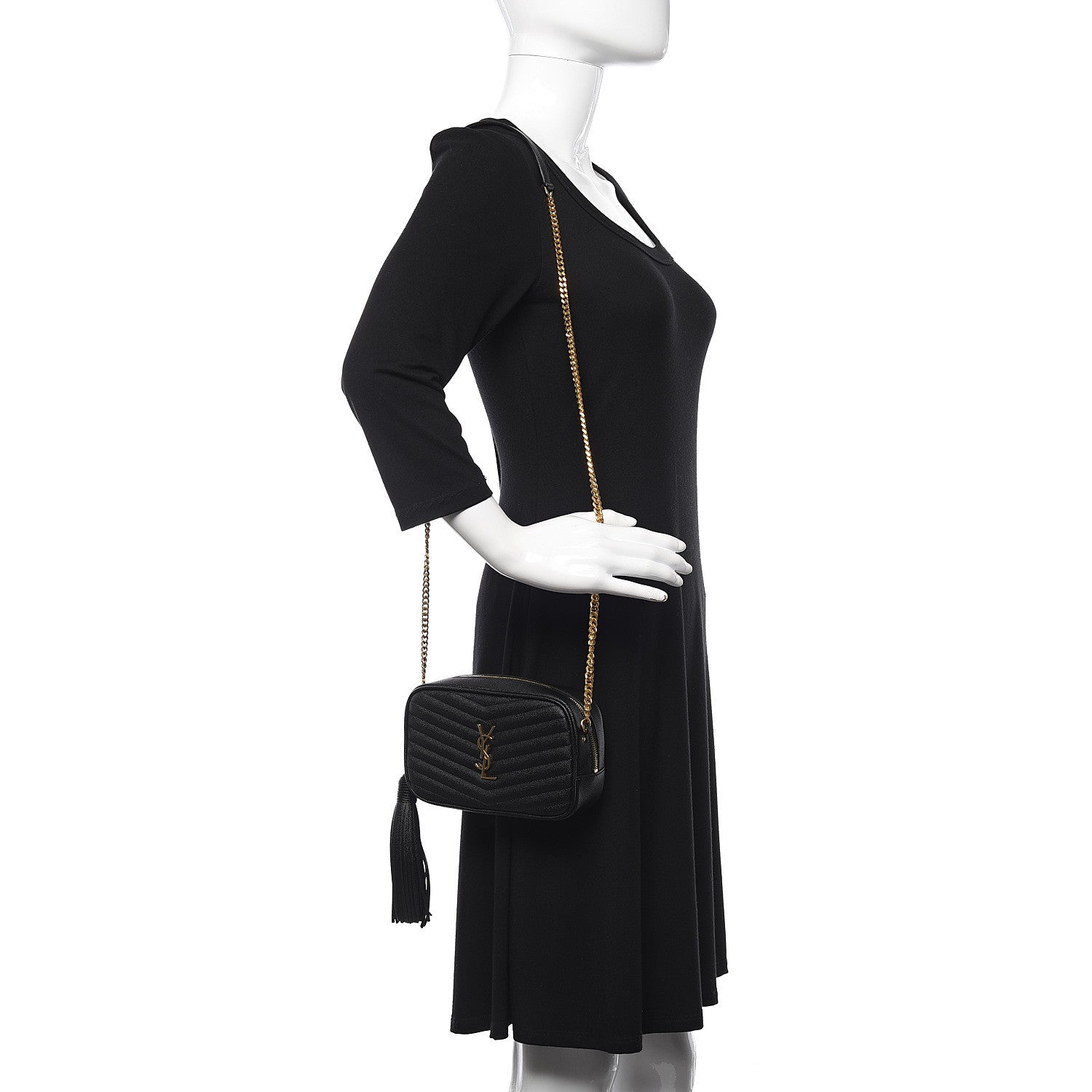 Saint Laurent Grain De Poudre Matelasse Monogram Mini Lou Camera Bag Black 2 of 11