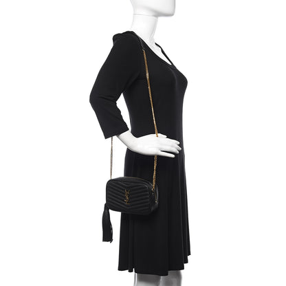 Saint Laurent Grain De Poudre Matelasse Monogram Mini Lou Camera Bag Black 2 of 11