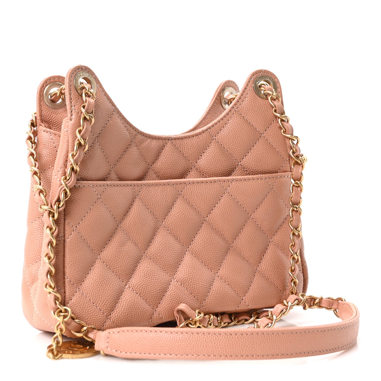 Chanel Caviar Quilted Small Wavy CC Hobo Coral 3 of 11