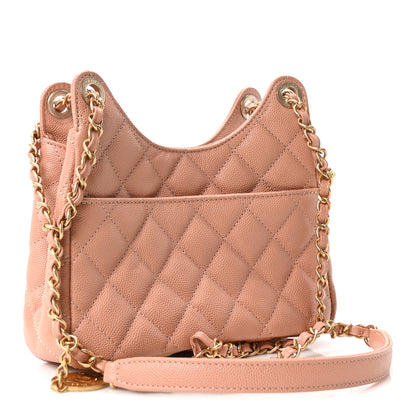 Chanel Caviar Quilted Small Wavy CC Hobo Coral 3 of 11