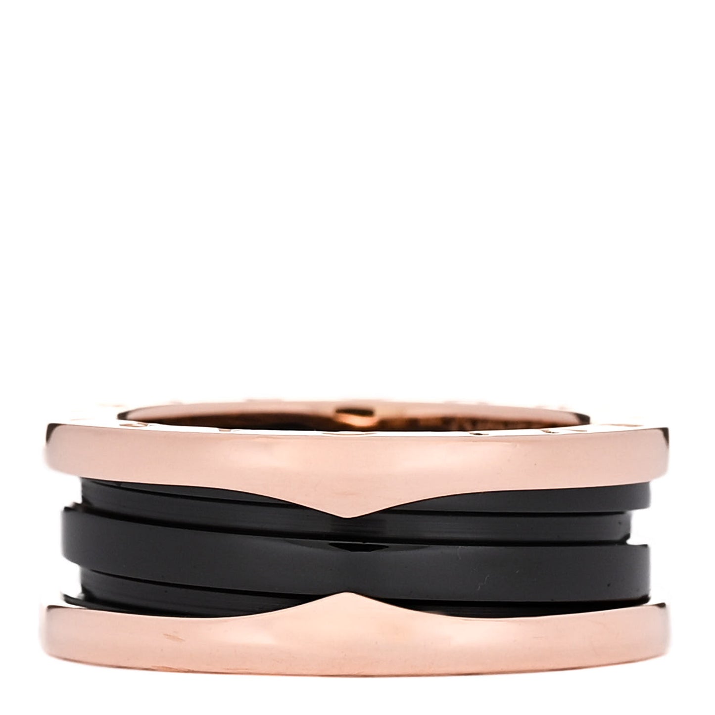 18K Rose Gold Black Ceramic B.Zero1 Two-Band Ring 54 7