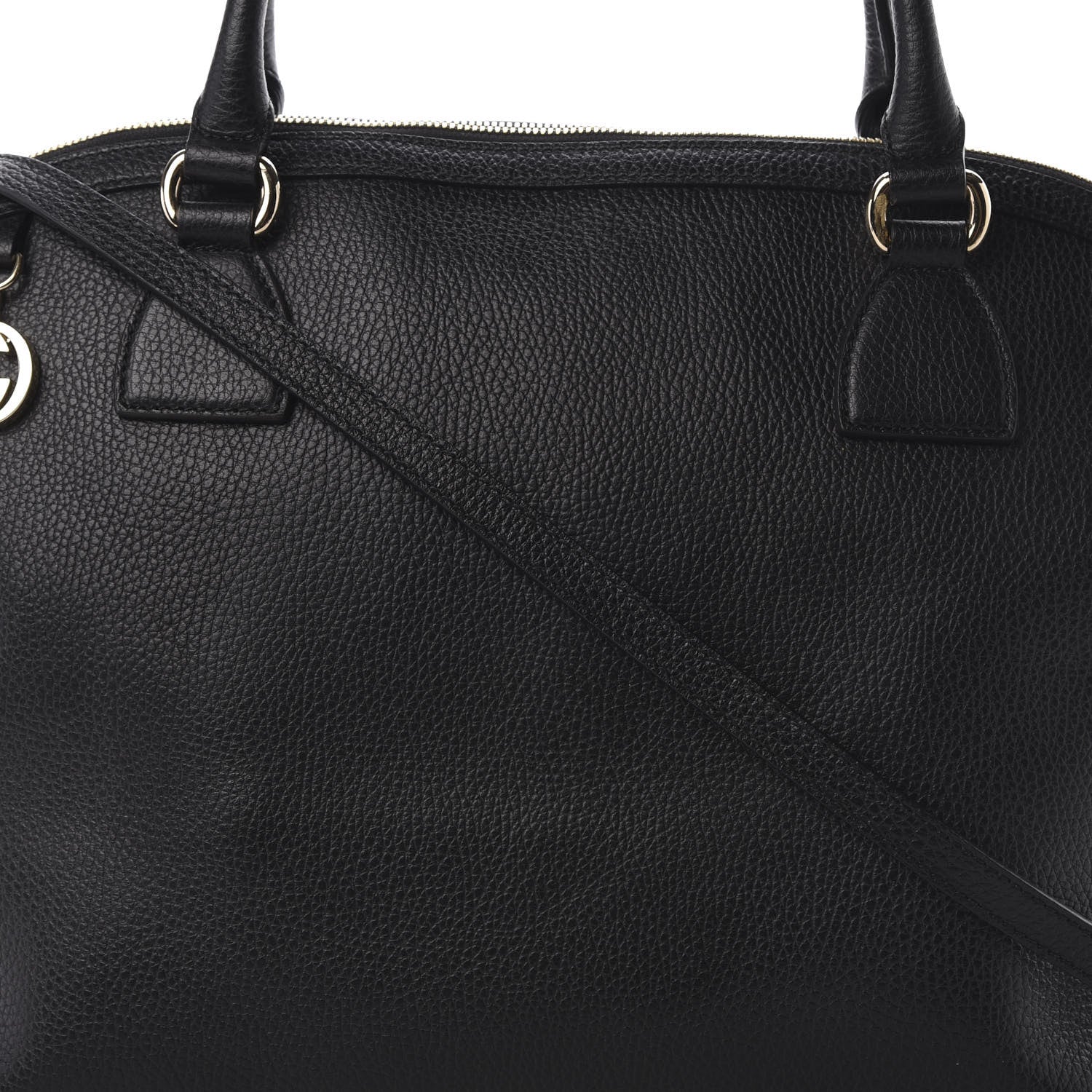 Gucci Dollar Calfskin Large GG Charm Dome Satchel Tote Black 7 of 10