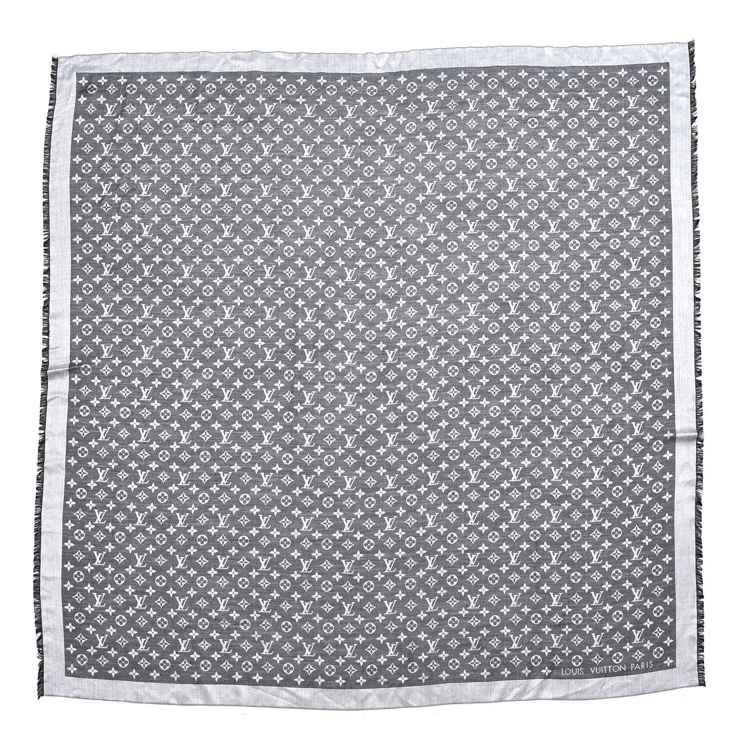 Louis Vuitton Wool Silk Monogram Denim Shawl Black 1 of 4