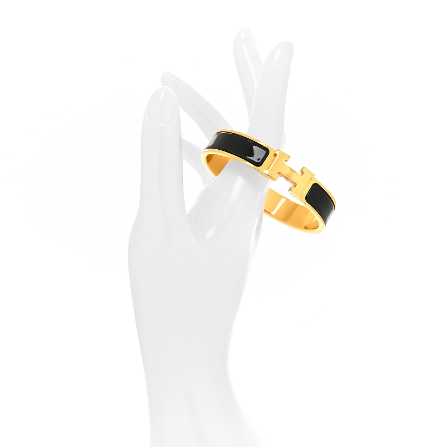 Enamel Narrow Clic Clac H Bracelet PM Black