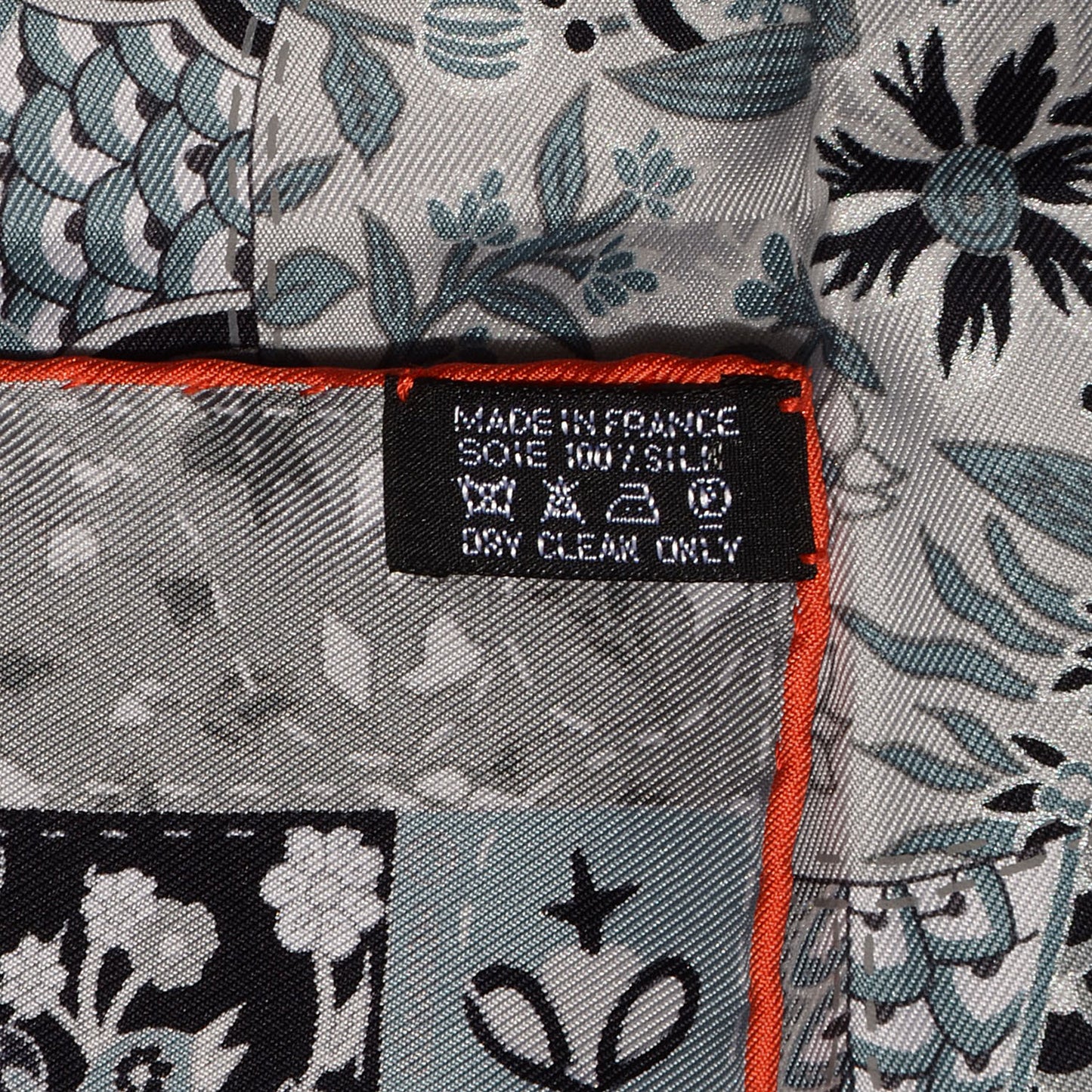 Silk Pique Fleuri De Provence Pocket Square 45 Scarf Capucine Anthracite Noir