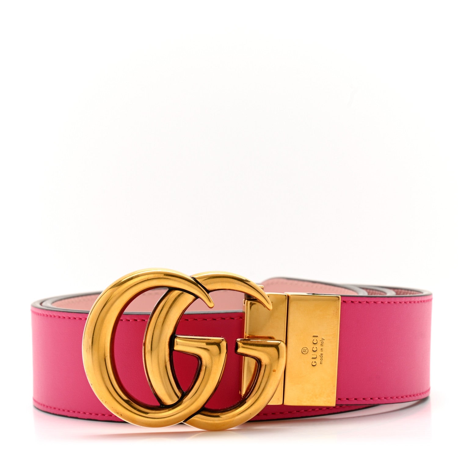 Gucci Plutone Calfskin 37mm GG Marmont Reversible Belt 90 36 Fuschia Pink 1 of 10