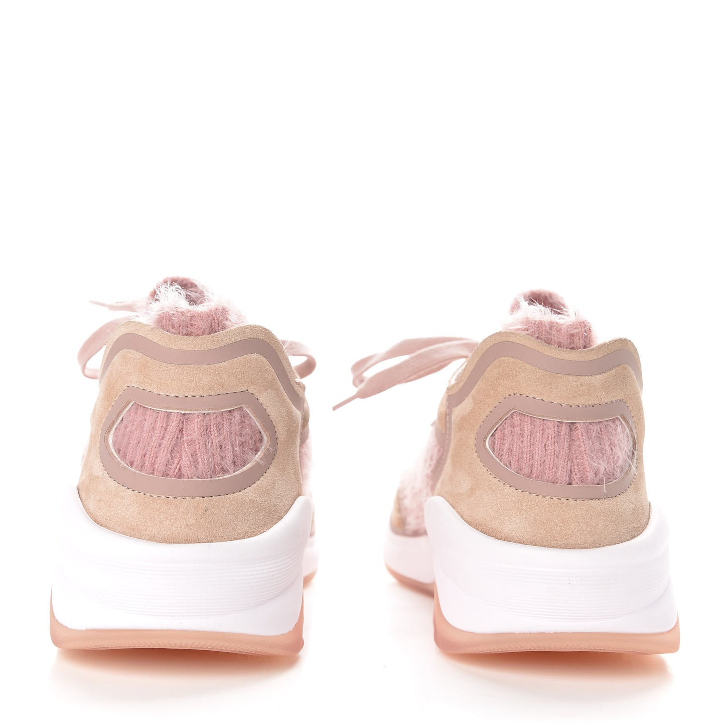 Fabric Calfskin Suede CC Womens Sneakers 38.5 Pink