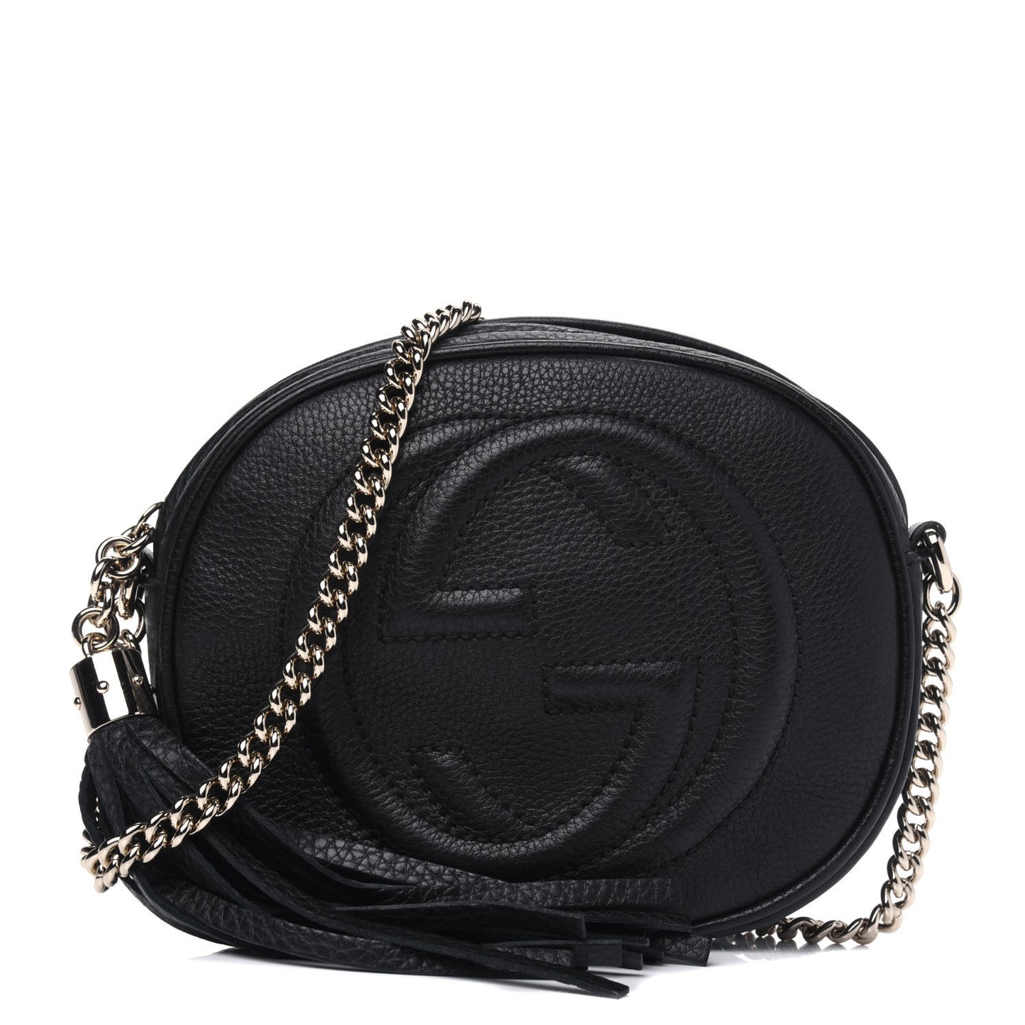 Pebbled Calfskin Mini Soho Chain Bag Black
