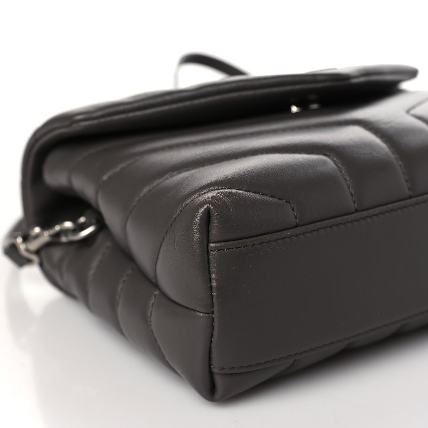 SAINT LAURENT Calfskin Y Quilted Monogram Toy Loulou Crossbody Bag Earth