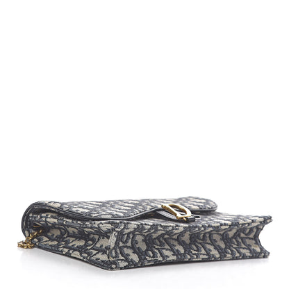 Christian Dior Oblique Saddle Chain Pouch Blue 4 of 14
