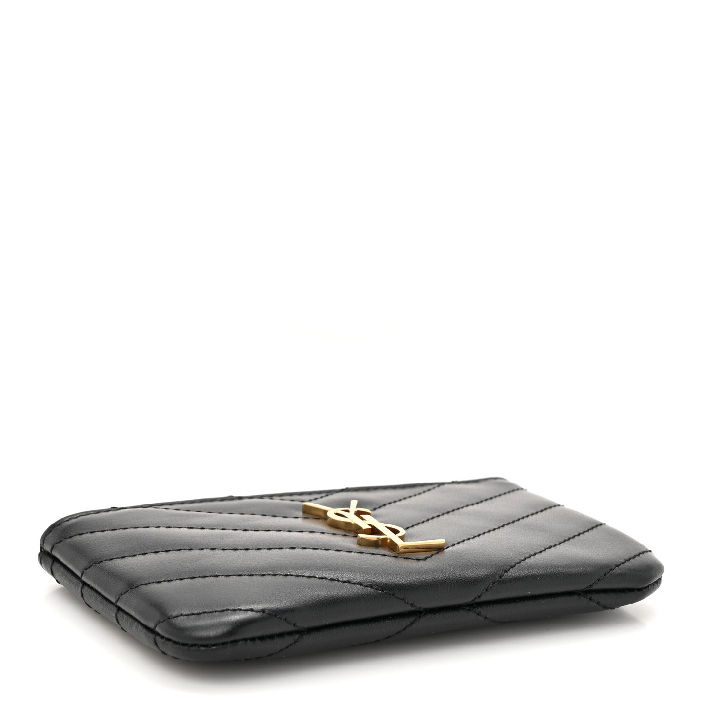 Calfskin Matelasse Monogram Key Pouch Black