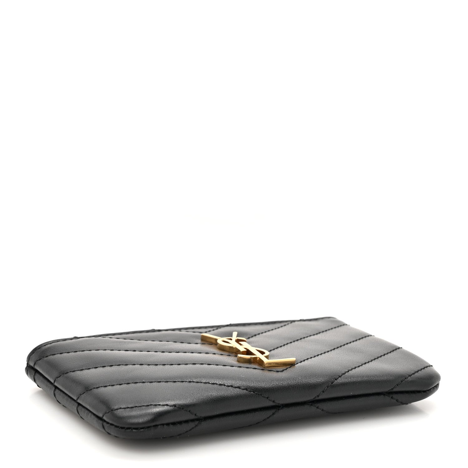 Saint Laurent Calfskin Matelasse Monogram Key Pouch Black 4 of 8