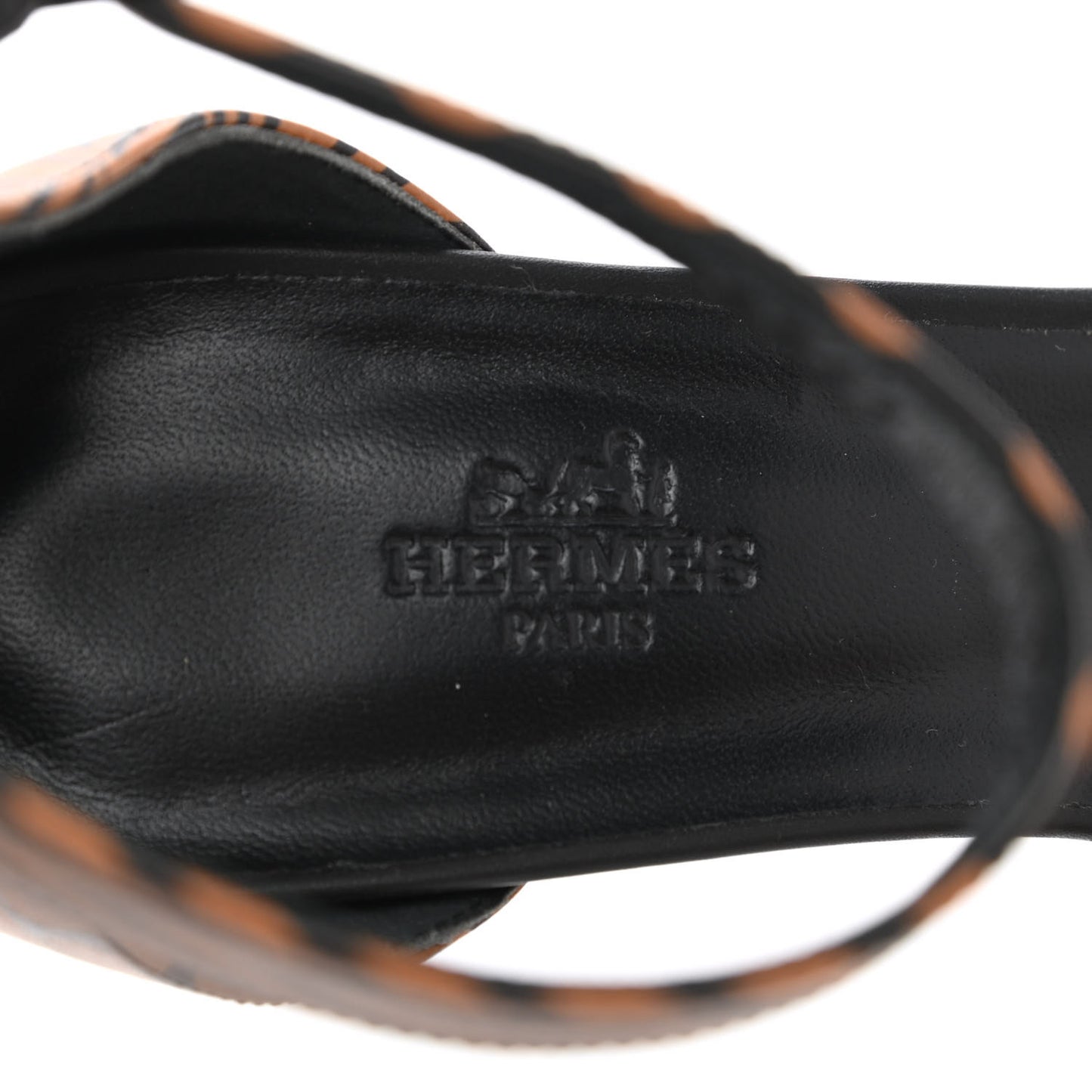 Calfskin Printed Acapulco Wedge Sandals 38 Black Naturel
