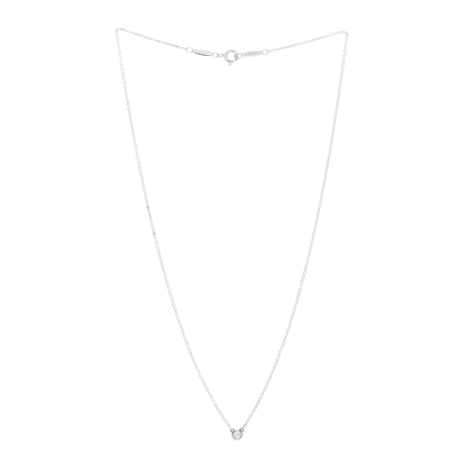 Tiffany Sterling Silver Diamond .05ct Elsa Peretti Diamonds by the Yard Pendant Necklace 3 of 4