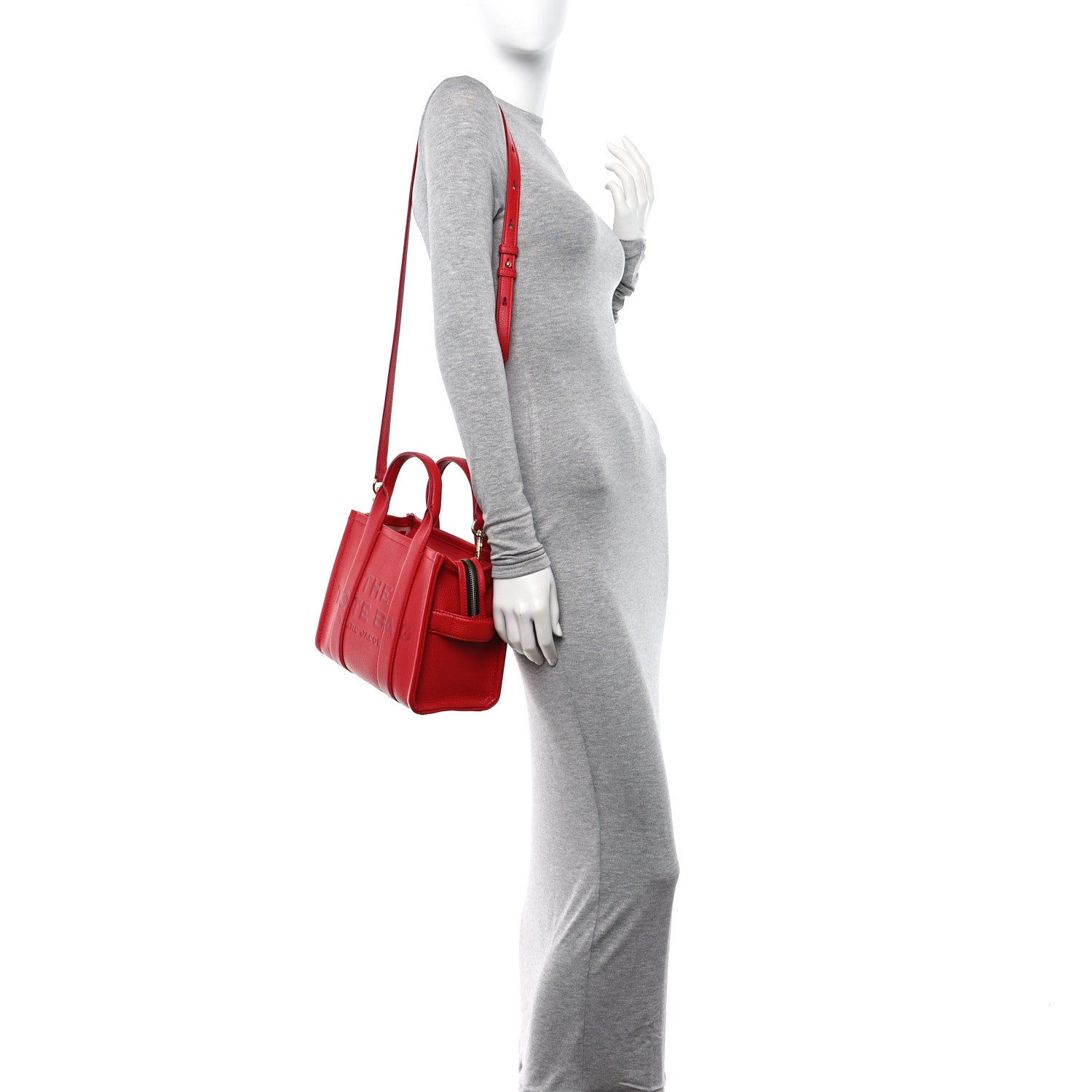 Marc Jacobs Grained Calfskin Small The Tote Bag Red 3 of 11