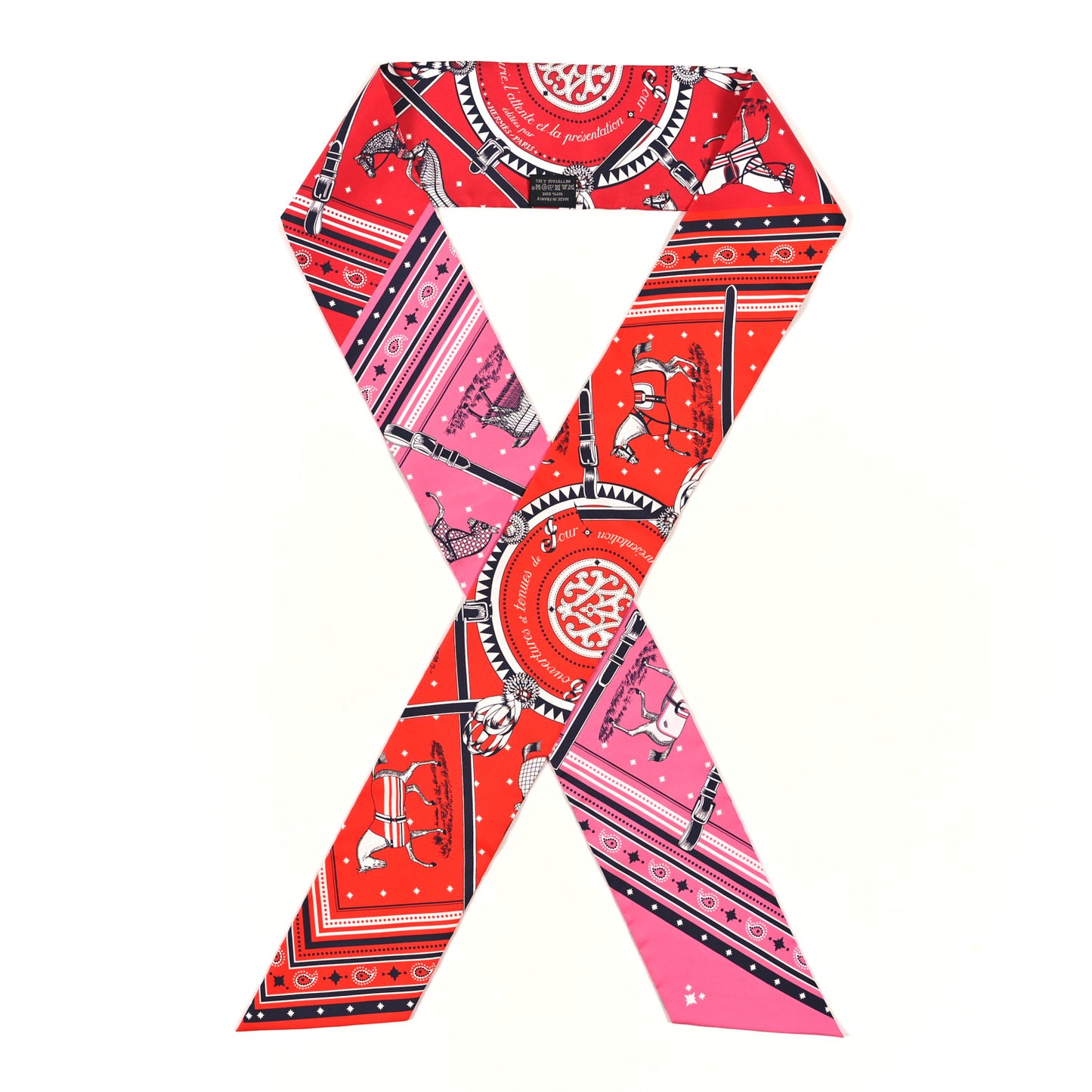 Silk Couvertures et Tenues de Jour Bandana Maxi Twilly Slim Rose Vif Rouge Vermillon