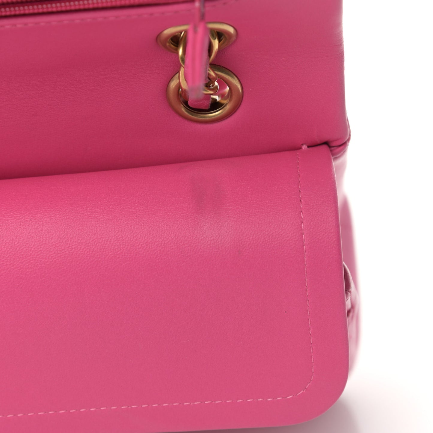 Lambskin Chevron Quilted Medium Double Flap Pink