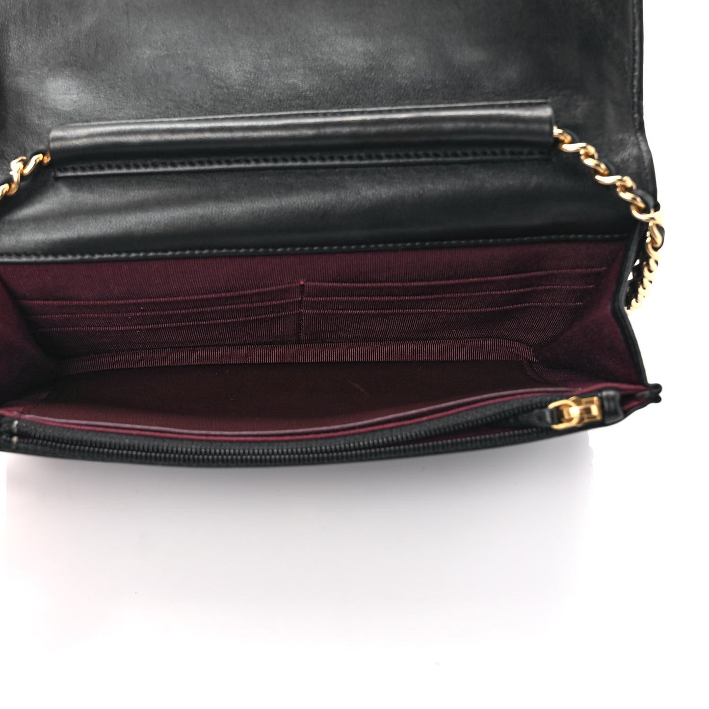 Lambskin Quilted Wallet On Chain WOC Black