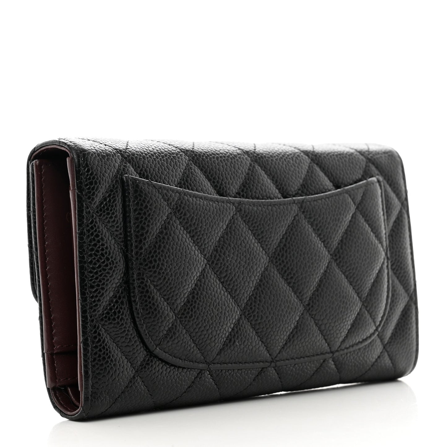 Caviar Quilted Large Flap Wallet Black