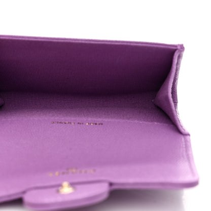 Chanel Caviar Quilted Flap Card Holder Wallet Purple 5 of 9