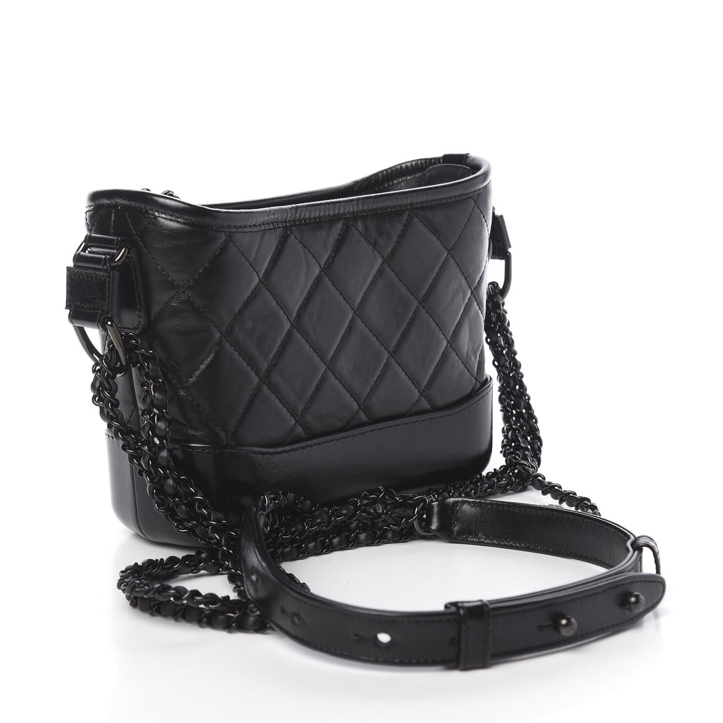 Aged Calfskin Quilted Small Gabrielle Hobo So Black