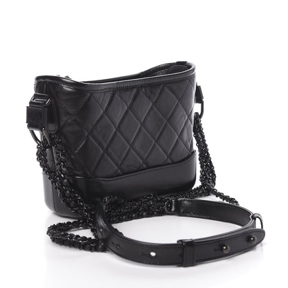 Chanel Aged Calfskin Quilted Small Gabrielle Hobo So Black 4 of 12
