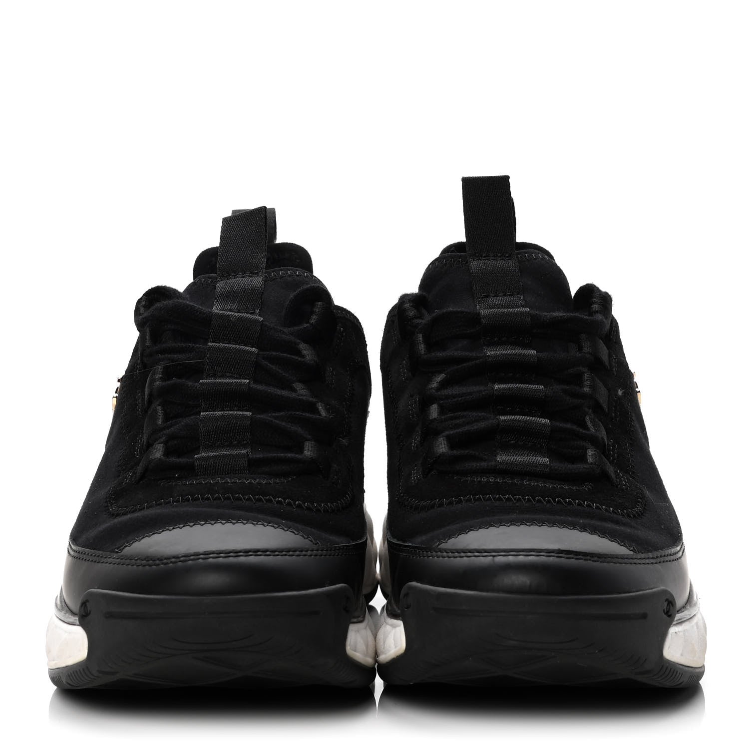 Chanel Velvet Calfskin Mixed Fibers CC Sneakers 38 Black 2 of 10